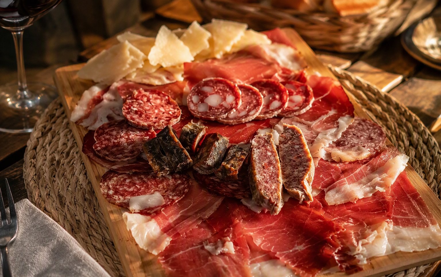 Il tagliere di salumi di Norcia con scaglie di pecorino